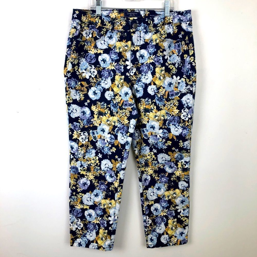 Charter Club Blue Floral Bristol Capris Size 8